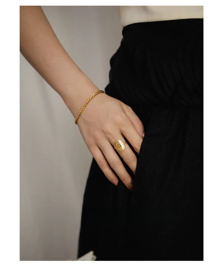 Brass Alloy Bracelet French Light Luxury Retro Design Fashion Simple Versatile Bracelet Bangle