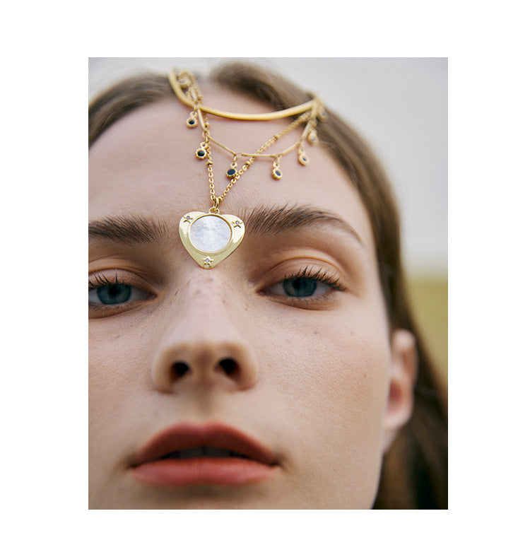 Stainless Steel Synthetic Zircon Necklace Necklace Women Light Luxury Jewelry Heart Pendant Double Layer Stacked Collarbone Chain Summer David Jewelrydavid jewelry002