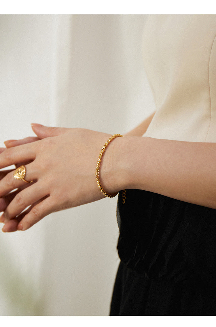 Brass Alloy Bracelet French Light Luxury Retro Design Fashion Simple Versatile Bracelet Bangle