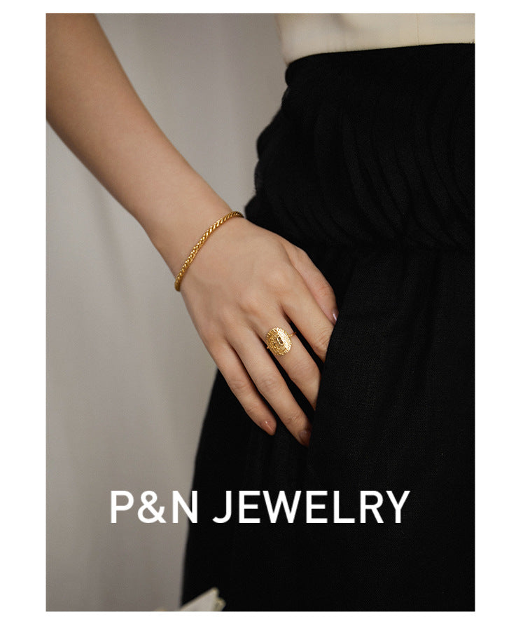 Brass Alloy Bracelet French Light Luxury Retro Design Fashion Simple Versatile Bracelet Bangle