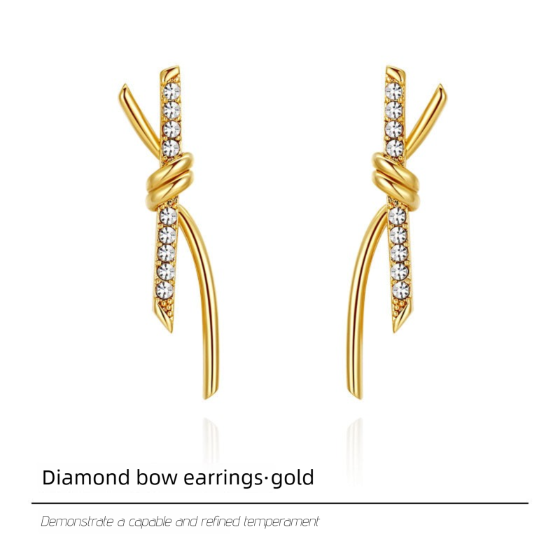 Copper Alloy Synthetic Zircon Earrings Earrings Elegant Niche Fashion Light Luxury Simple Design Versatile David Jewelrydavid jewelry001
