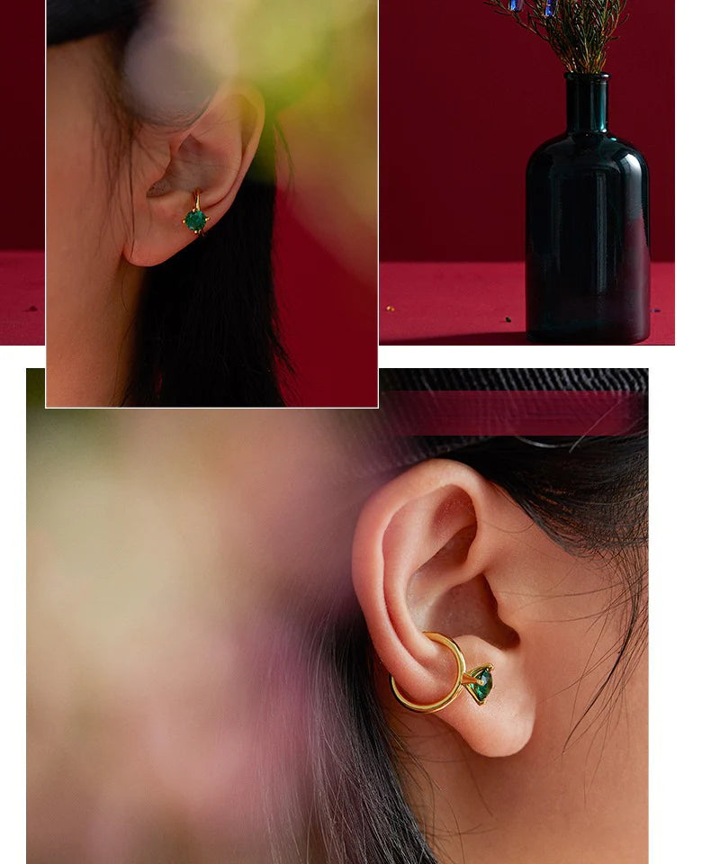 925 Silver Imitation Crystal Earrings Non-Pierced Women Super Fairy Temperament French Ear Hooks High-End Side Ear Bone Clips Jewelry Davidjewelry david