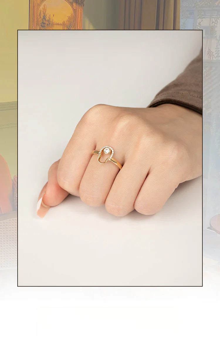 Synthetic Zircon Ring Made of Copper Alloy Gold Ring Light Luxury Inlaid Fashion Simple Adjustable Diamond-encrusted Niche Gold Necklace Jewelrygold necklace jewelry003