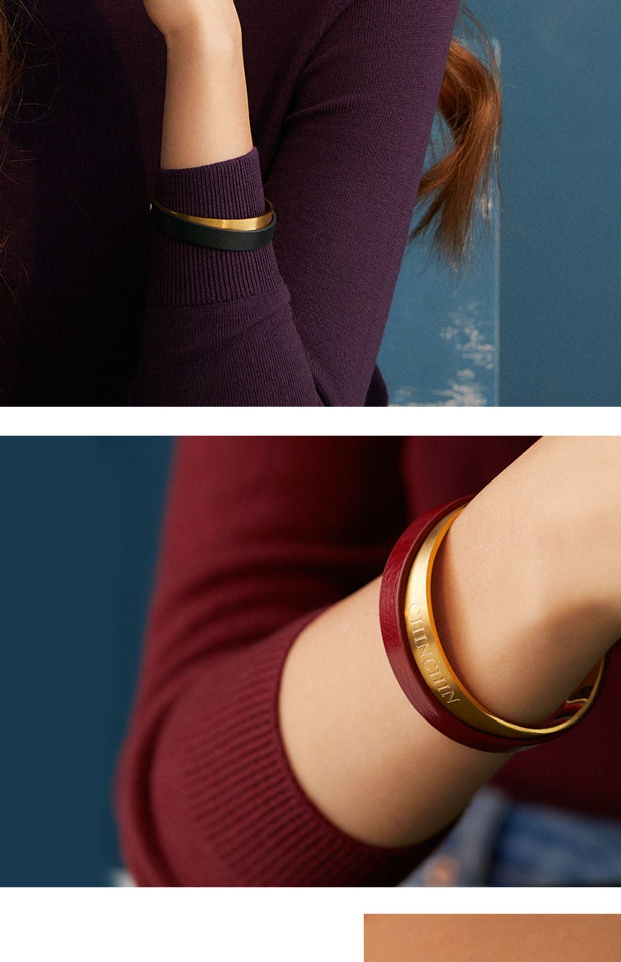 Titanium Steel Leather Bracelet Couple Bracelet Women's Niche Design Men's Accessories Light Luxury Style