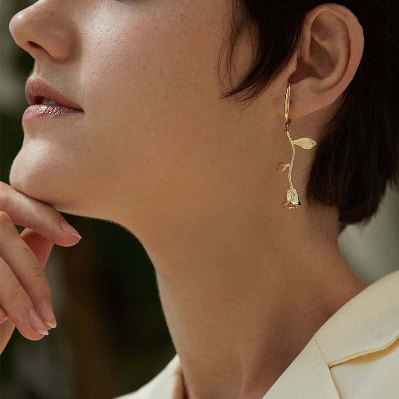 925 Silver Earrings Non-Pierced Women's Earrings French Style Elegant Niche Tea Series Earrings High-End Ear Cuffs David Jewelry Gold Necklacedavid jewelry gold necklace