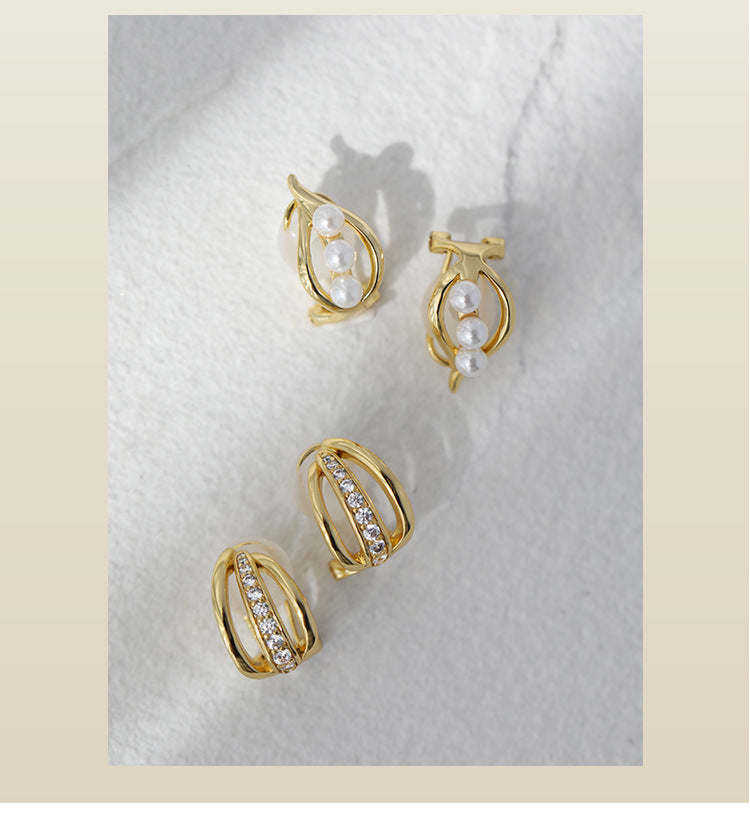 Copper Alloy Ring Ear Clip Style No Piercing Stud Earrings High-end Light Luxury Pearl Earrings French Style Gold Necklace Davidgold necklace david001