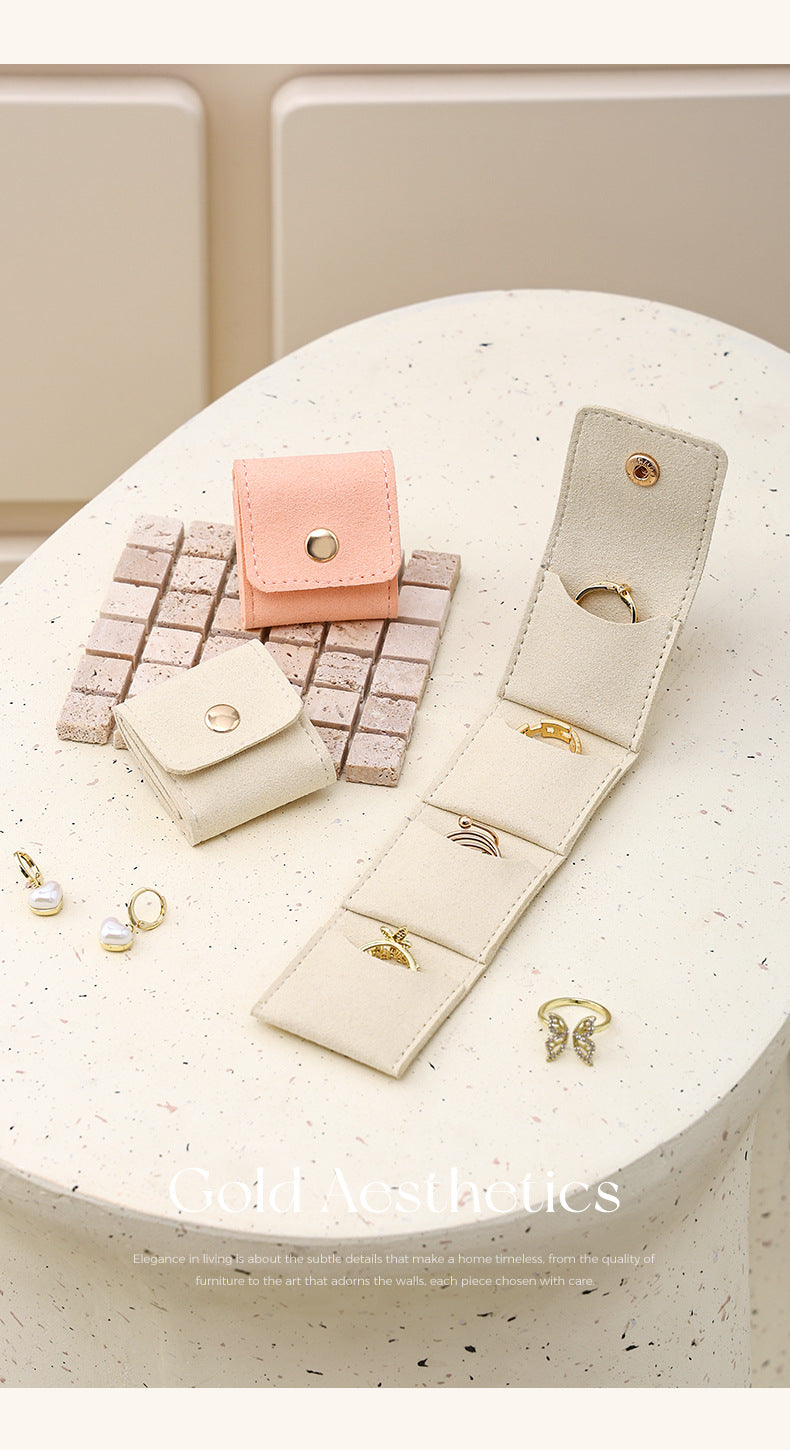 Portable Ring Bag Box Small Velvet High-end Storage High-Value Light Luxury Travel Earrings Jewelry Storage Box Gold Necklace David Jewelry Tiffanygold necklace david jewelry Tiffany