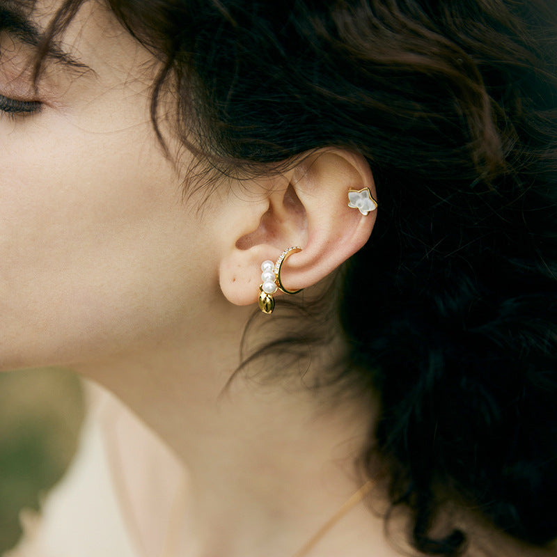 Copper Alloy Enamel Earrings Butterfly Orchid Ear Clips for Women Without Pierced Ears Light Luxury High-end French Niche Earrings Gold Necklace Jewelry Davidgold necklace jewelry david