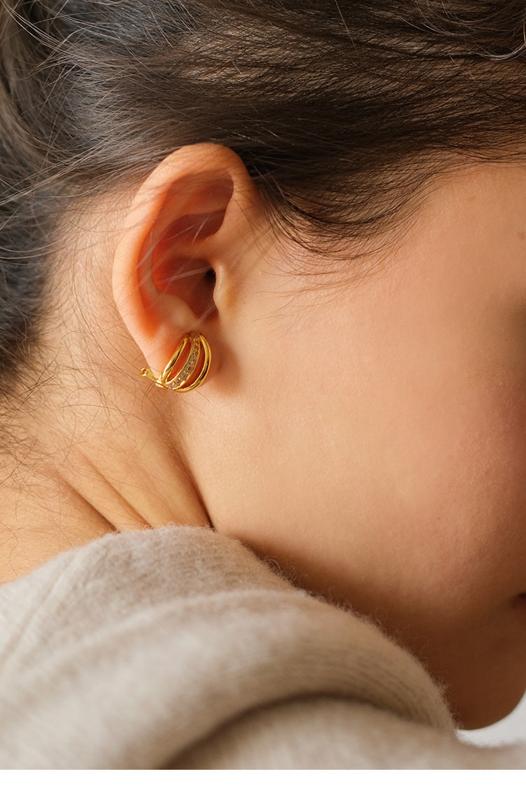 Copper Alloy Ring Ear Clip Style No Piercing Stud Earrings High-end Light Luxury Pearl Earrings French Style Gold Necklace Davidgold necklace david001