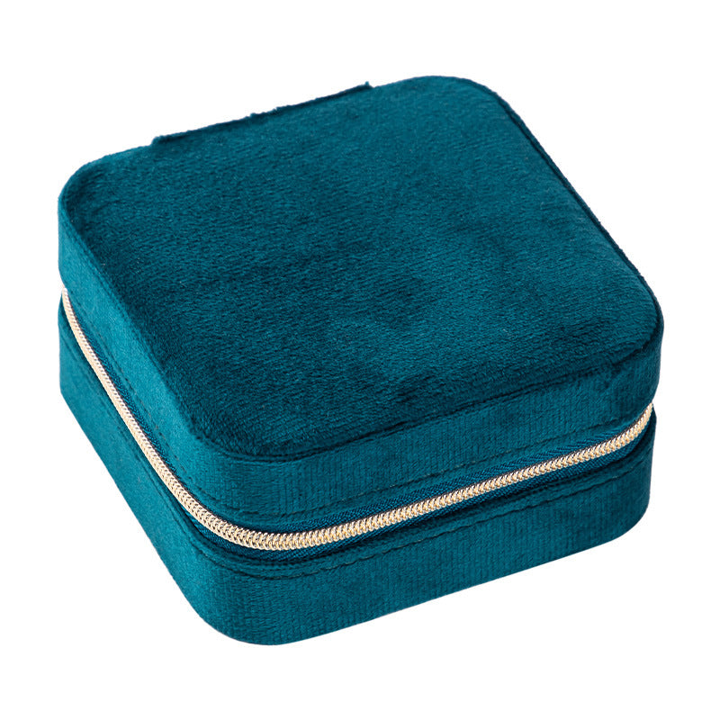 Christmas Gift High-end Velvet Jewelry Box Travel Portable Jewelry Box Earrings Necklace Ring Box Cross-border Jewelry Tiffany Gold Necklace Davidjewelry Tiffany gold necklace david