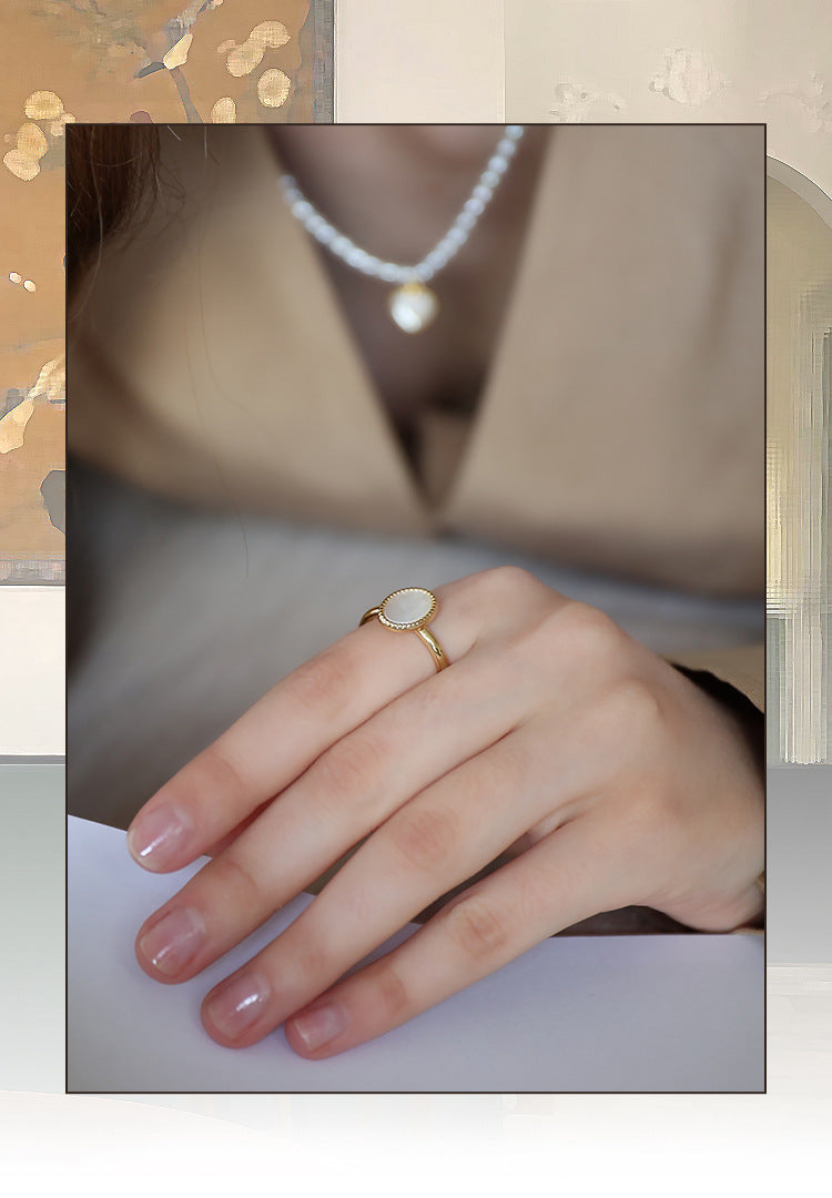 Copper Alloy Imitation Pearl Ring Fashionable Personality Trendy Retro Elegant Design Ring Simple David Gold Necklace Jewelrydavid003 gold necklace jewelry003