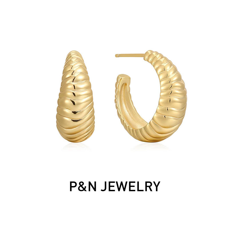 Copper Alloy Earrings French Retro Style Fashionable Light Luxury Simple Earrings