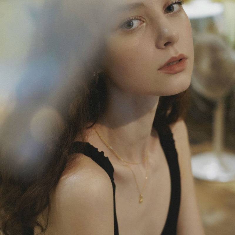 Necklace for Women Light Luxury S925 Silver Niche Jewelry Heart Pendant Collarbone Chain Gift for Girlfriend Jewelry Gold Necklacejewelry gold necklace002