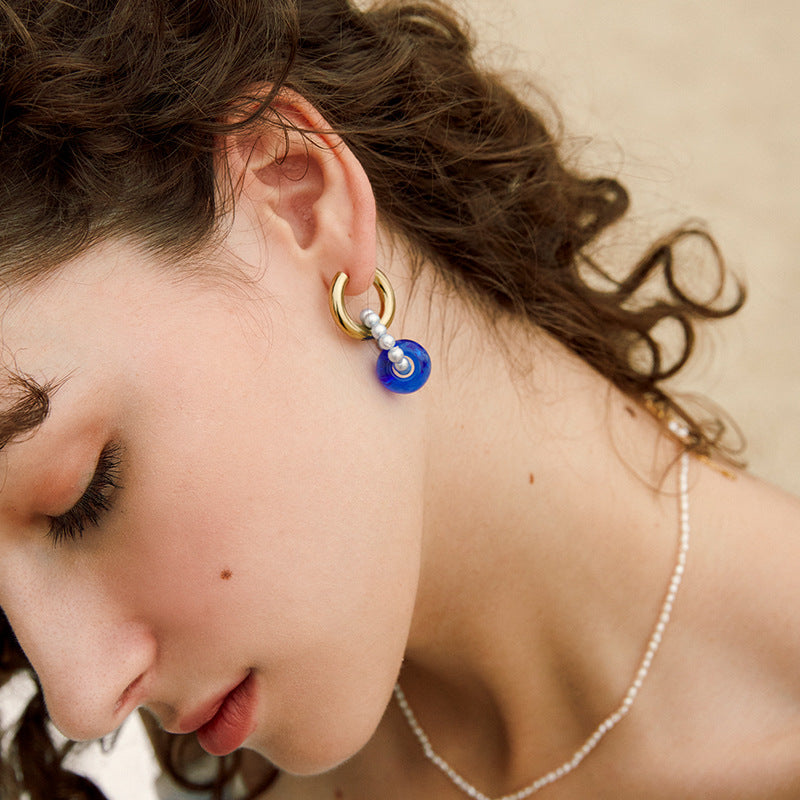 PN Glass Bead Earrings for Women Summer 2022 New Light Luxury Niche High-end French Style Earrings Small Exquisite Jewelry Jewelry David Gold Necklacejewelry david gold necklace001