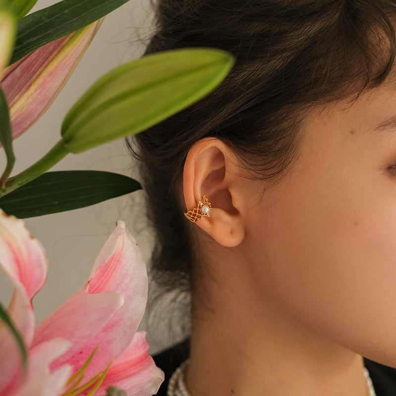 Copper Alloy Earrings Ear Clips 2022 New Trendy Women Painless French Retro Earrings Non-Pierced Ear Hooks David Gold Necklacedavid gold necklace005