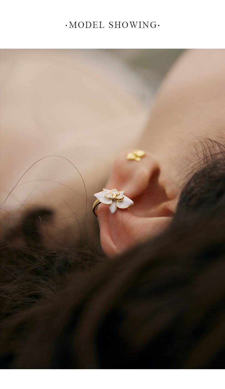 Enamel Copper Alloy Earrings Butterfly Ear Clips for Women Without Piercing High-end Niche Light Luxury French Ear Cuffs David Gold Necklacedavid gold necklace