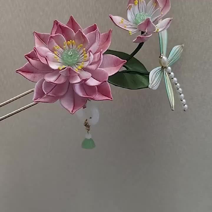 Handmade Twisted Thread Lotus Dragonfly Hairpin Chinese ICH Jewelry Heritage Collection Jewelry David