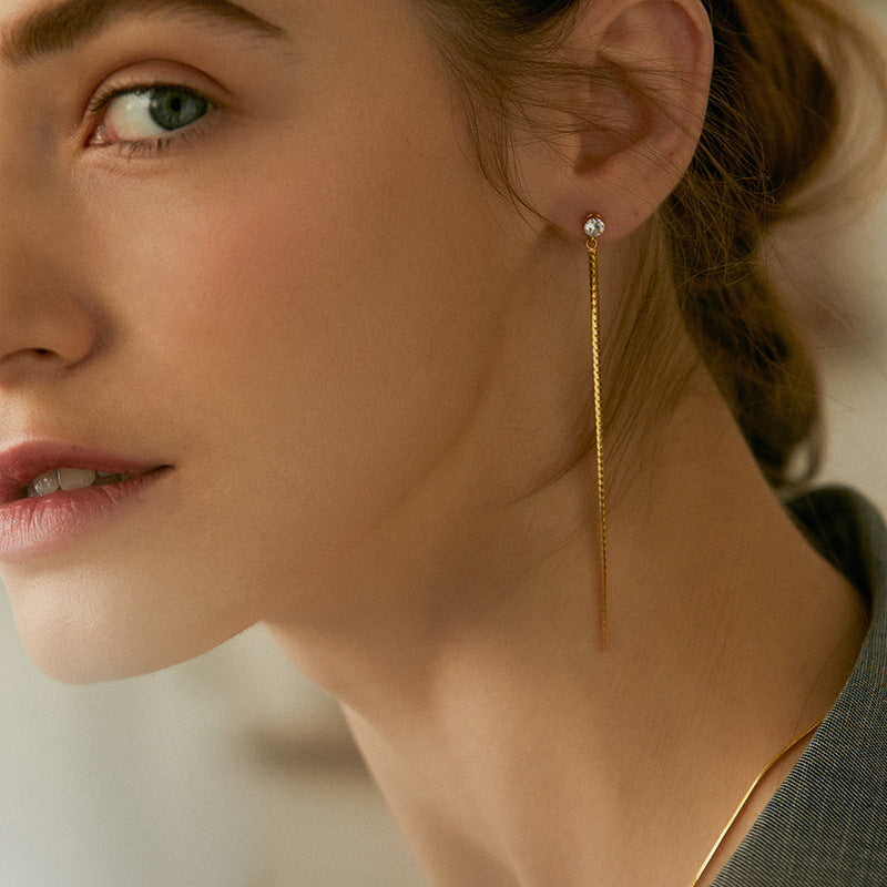 Titanium Steel Earrings Ear Thread Female Temperament Long Style Cold Style 2022 New Trendy casual Korean Ear Chain Jewelry Davidjewelry david001