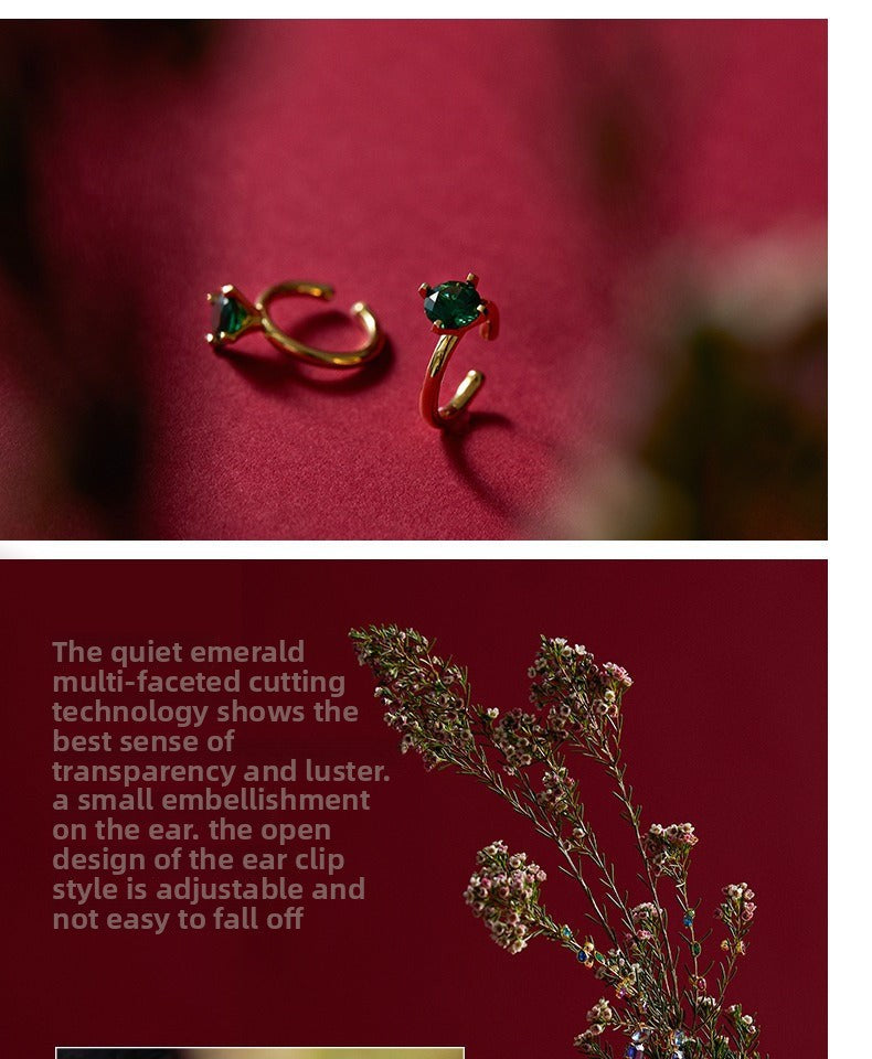 925 Silver Imitation Crystal Earrings Non-Pierced Women Super Fairy Temperament French Ear Hooks High-End Side Ear Bone Clips Jewelry Davidjewelry david