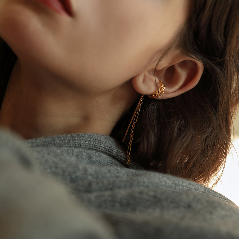 Copper Alloy Earrings Ear Clip Ear Hook No Piercing Women's Earrings Elegant High-end French Minimalist Personality