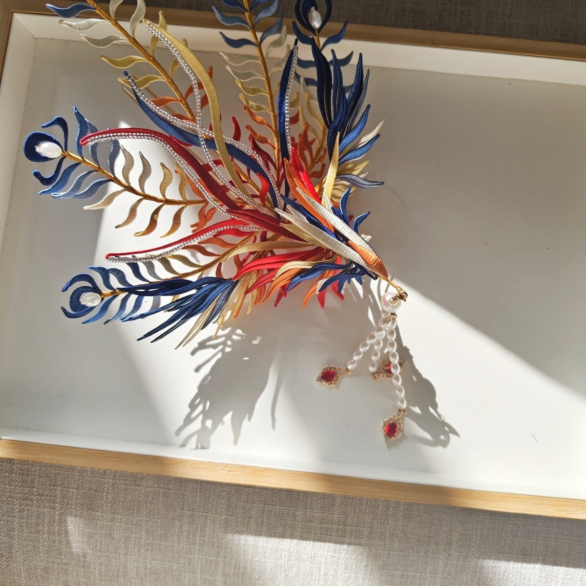 Handmade Chinese Intangible Cultural Heritage Phoenix Hairpin Hair Stick Hair Accessory Luxurious With Tassels Gold Necklace David