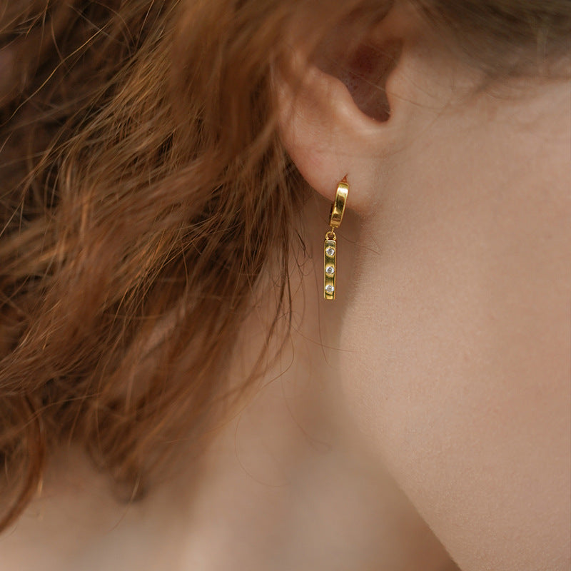 New Trendy High-end Feel Pure Silver Earrings French Light Luxury Niche Hoop Earrings