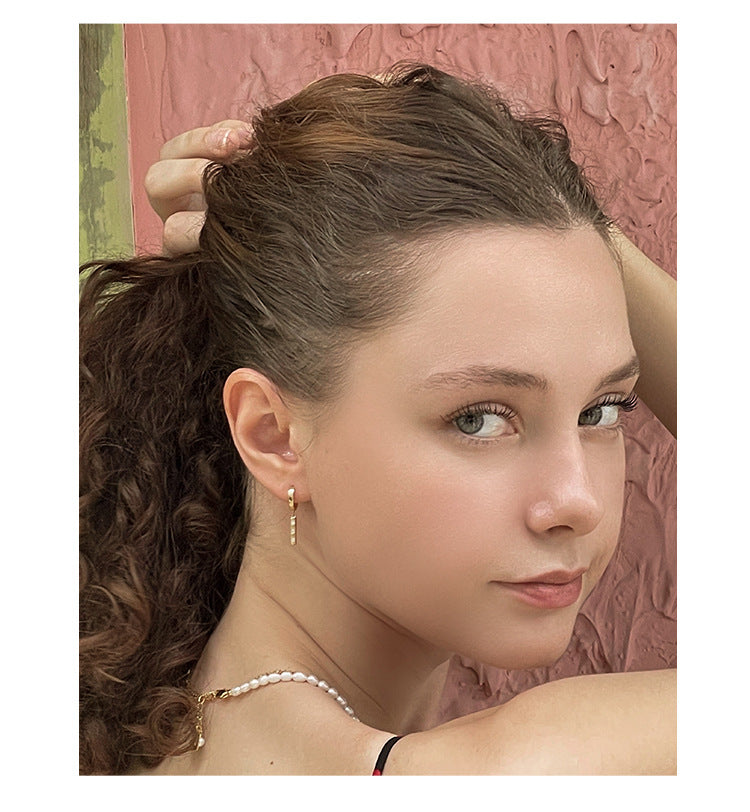 New Trendy High-end Feel Pure Silver Earrings French Light Luxury Niche Hoop Earrings