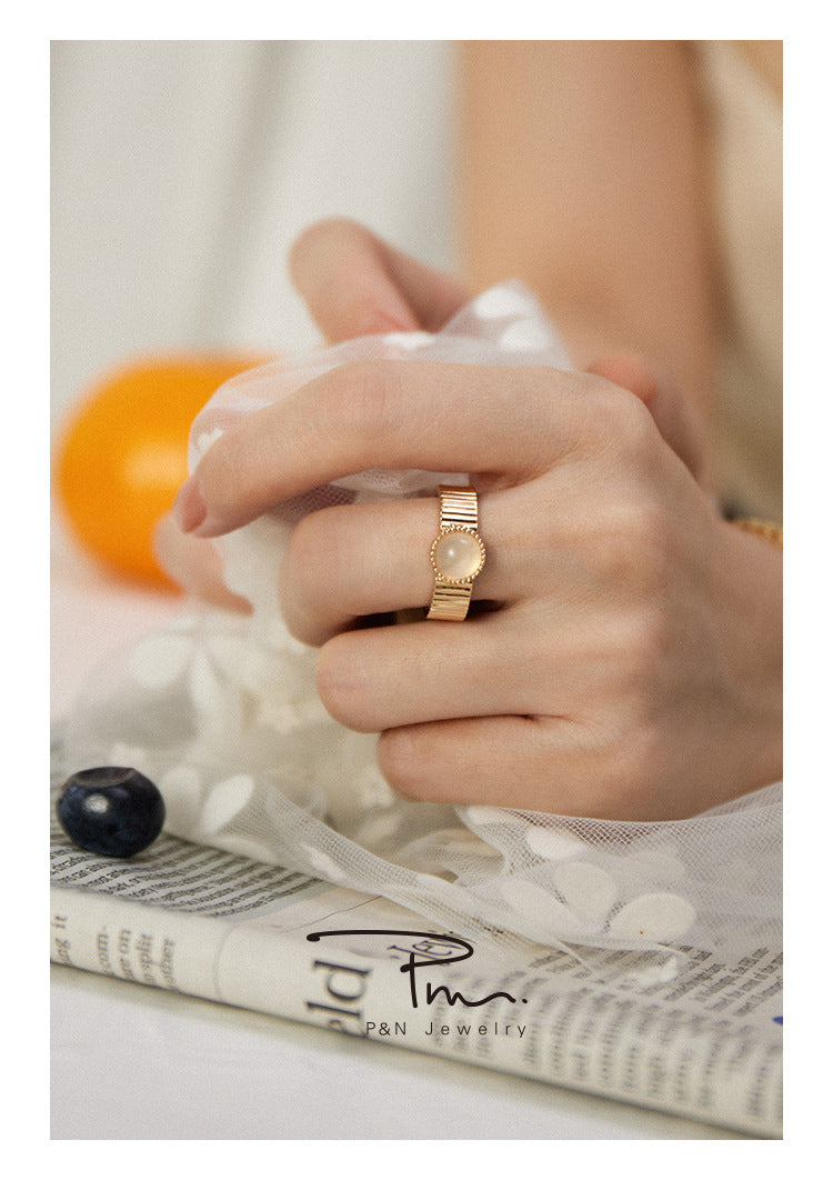 Copper Alloy Ring Vintage French Style Light Luxury Elegant Simple Fashion Satin Pattern Ring David Jewelrydavid jewelry003