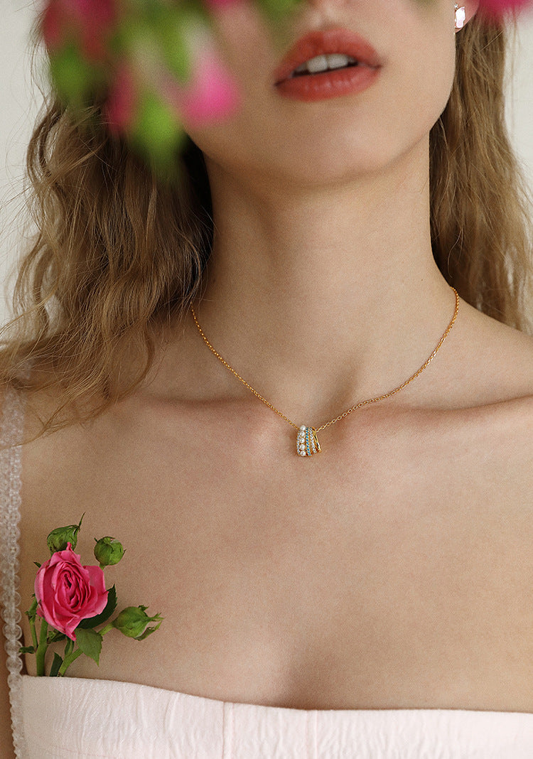 925 Silver Chain Imitation Pearl Pearl Necklace for Women Pure Silver 925 Niche Light Luxury Pendant Jewelry Clavicle Chain Jewelry Davidjewelry david002