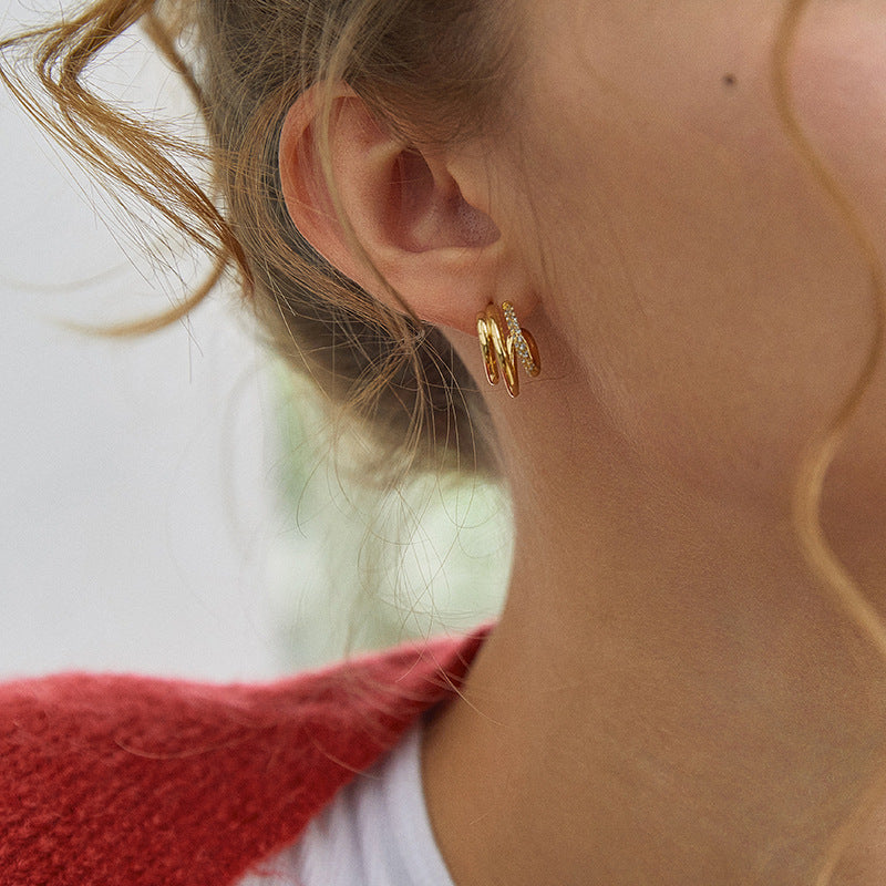 Copper Alloy Synthetic Zircon Earrings French Retro Style Elegant Earrings Design High-end Earrings Studs David Gold Necklacedavid gold necklace001