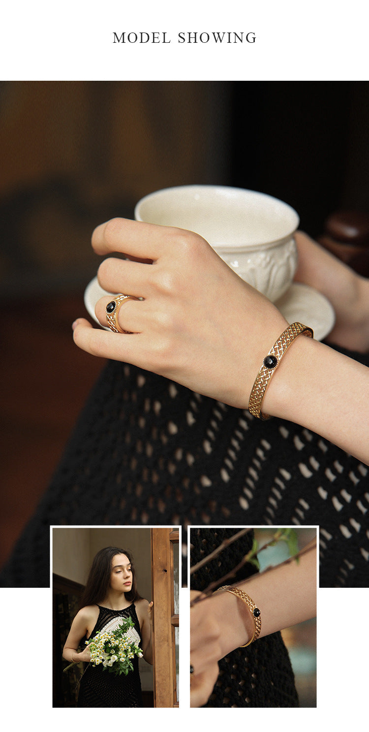 Copper Alloy Imitation Crystal Bracelet Fashion French Simple Elegant Design Light Luxury Bracelet Gold Necklace Davidgold necklace david