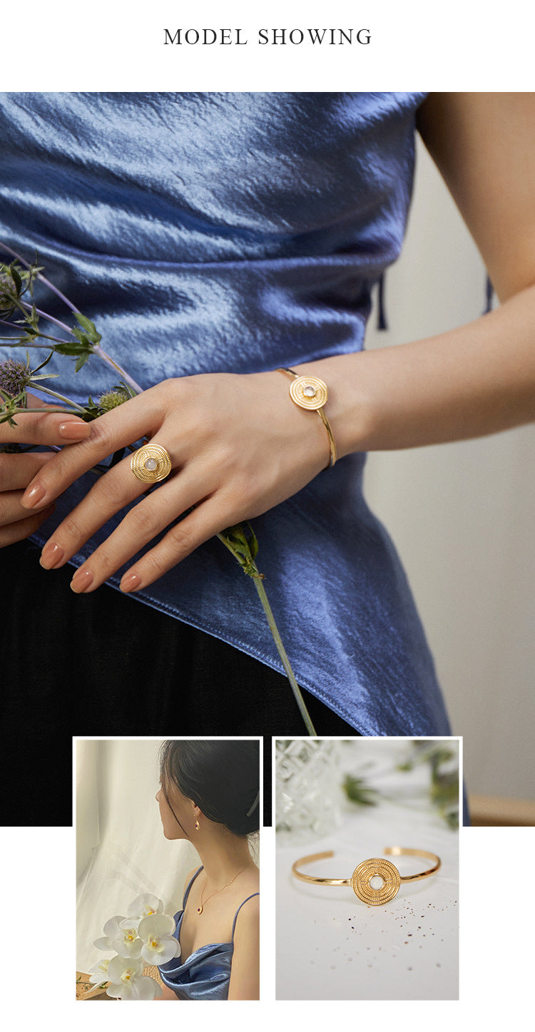 Copper Alloy Imitation Pearl Bracelet Southern French White Agate Bracelet Elegant Simple French Retro Personality Fashion Bracelet David Jewelrydavid jewelry004