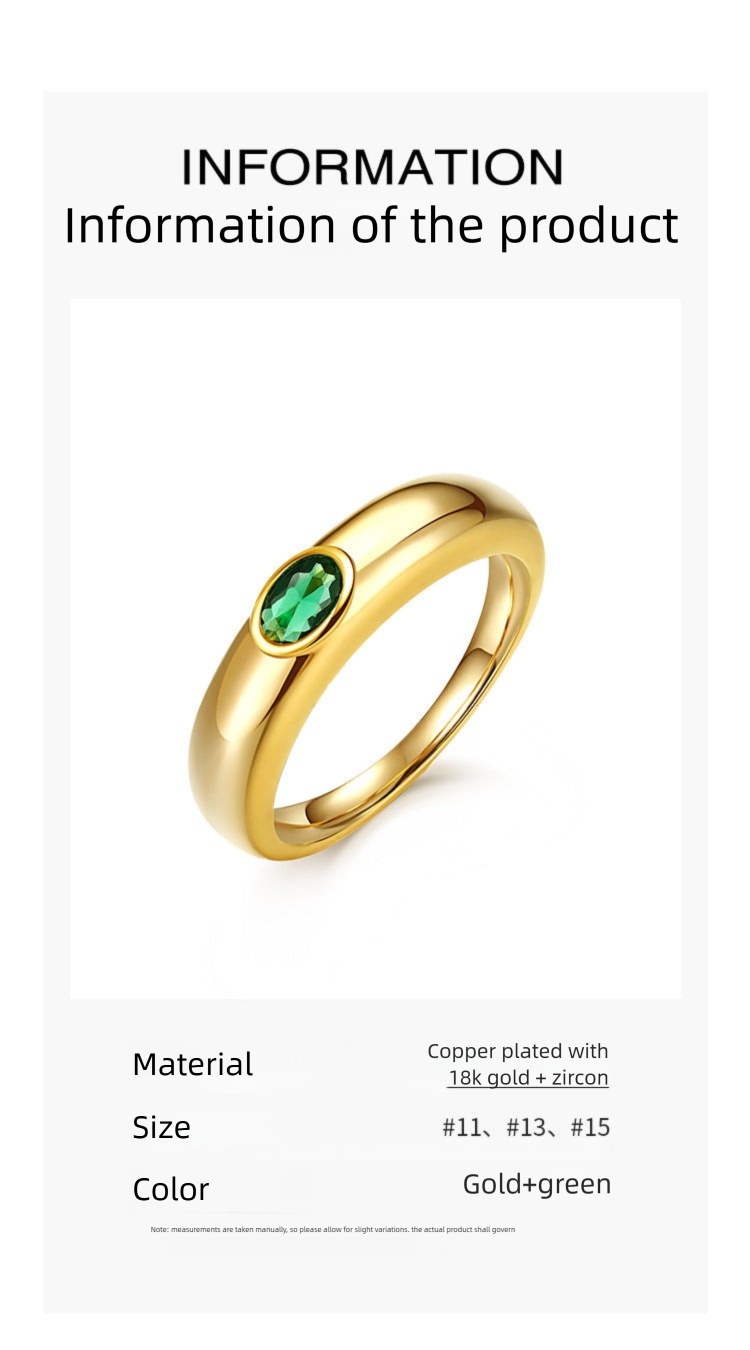 Copper Alloy Synthetic Zircon Ring Vintage Style French Lazy Palace Light Luxury Design Ring David Gold Necklacedavid gold necklace003