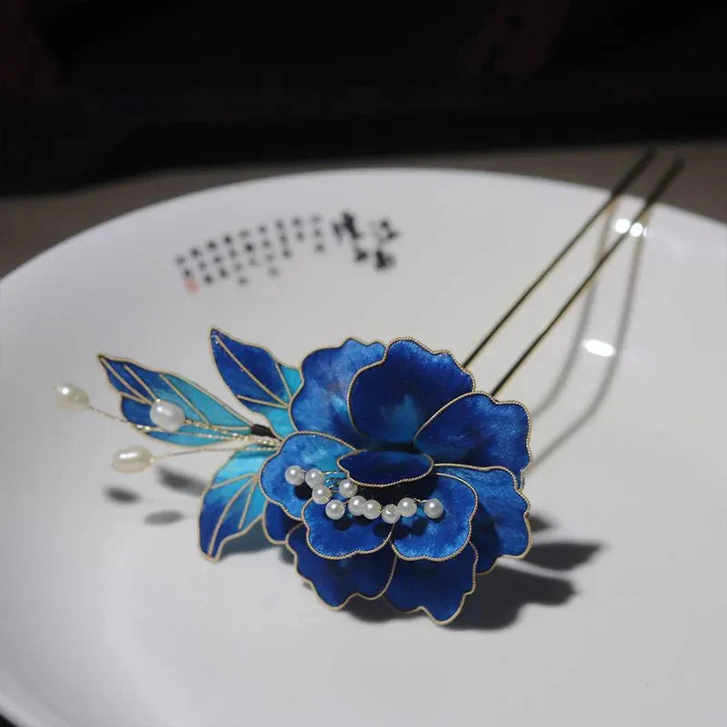 chinese non-heritage velvet hairpin antique hair accessories cloisonne new chinese hair accessories david gold necklace yurman