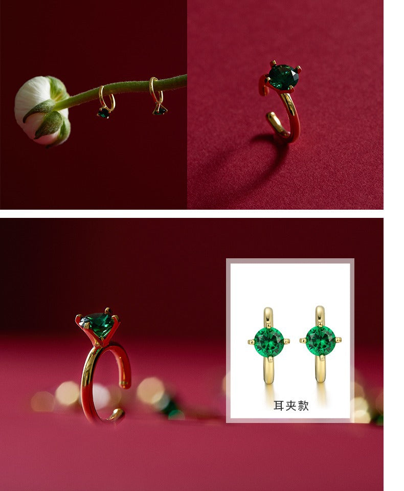 925 Silver Imitation Crystal Earrings Non-Pierced Women Super Fairy Temperament French Ear Hooks High-End Side Ear Bone Clips Jewelry Davidjewelry david