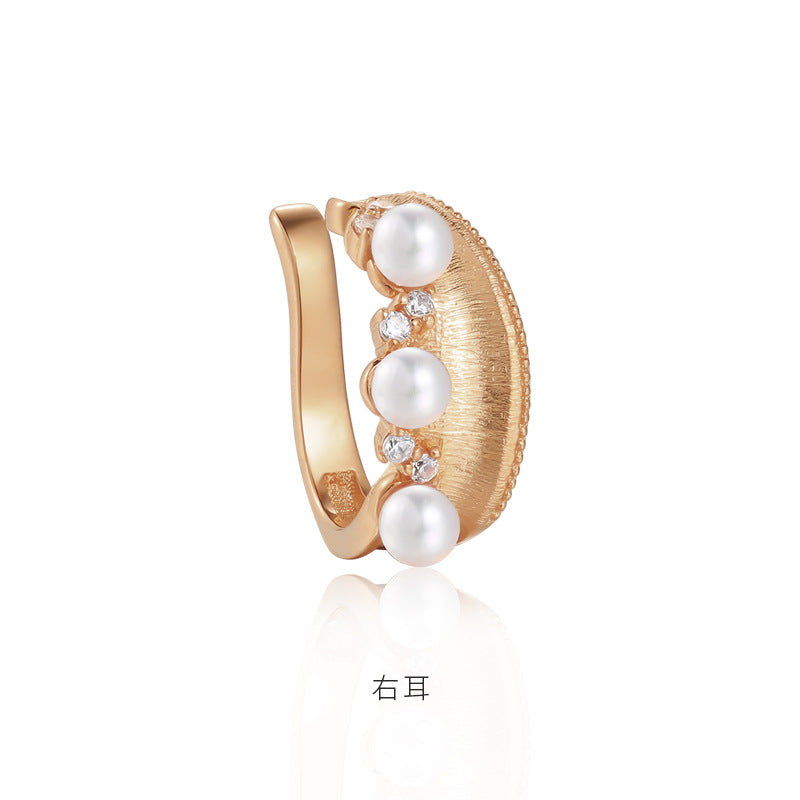 Copper Alloy Imitation Pearl Earrings French Clip-On Earrings Without Piercing Women's Earrings Studs Runaway Princess