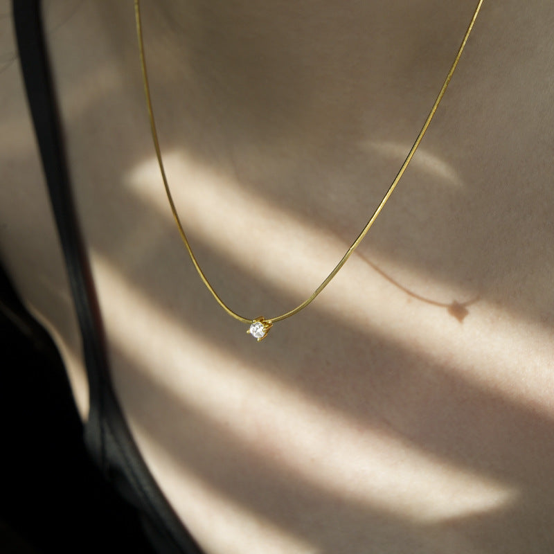 Chain 925 Silver Synthetic Zircon Silver Necklace Light Luxury Niche Minimalist Choker Petite Gold Collarbone Chain David Jewelrydavid jewelry002