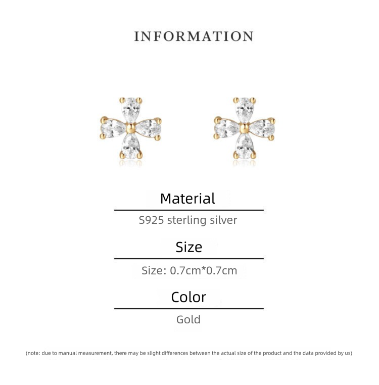 925 Silver Synthetic Zircon Earrings Four-leaf Clover Stud Earrings for Women Pure Silver Exquisite High-end Small Anti-allergy Gold Necklace Jewelrygold necklace jewelry001