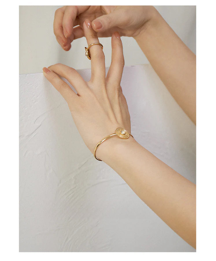 Copper Alloy Imitation Pearl Bracelet Southern French White Agate Bracelet Elegant Simple French Retro Personality Fashion Bracelet David Jewelrydavid jewelry004