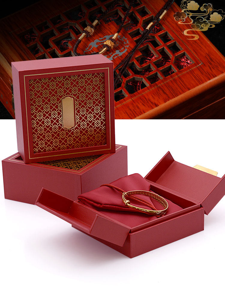 Traditional Gold Double-Opening Jewelry Box High-End Packaging Box Jewelry Gift Box Jade Gold Jewelry Box