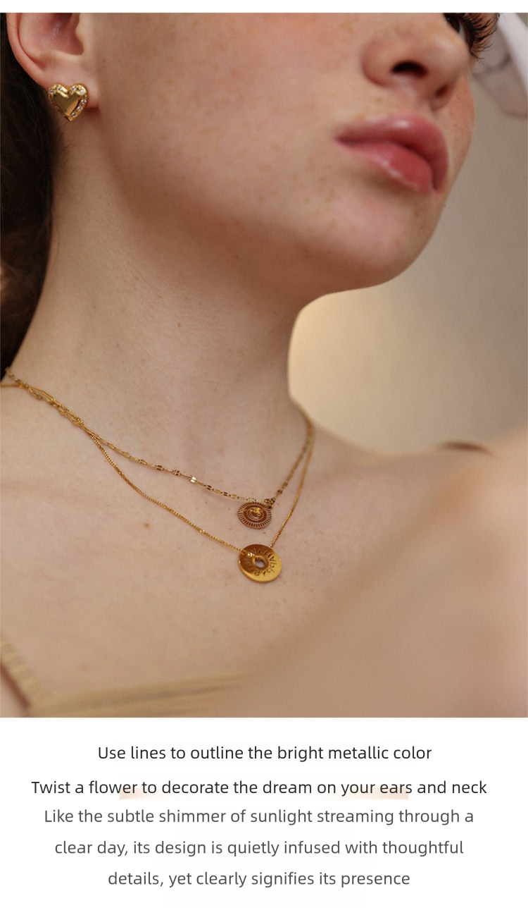 Titanium Steel Necklace Women's Summer Non-Fading Best Friend Jewelry Smiley Face Pendant Layered Necklace Collarbone Chain David Jewelry Gold Necklacedavid jewelry gold necklace002