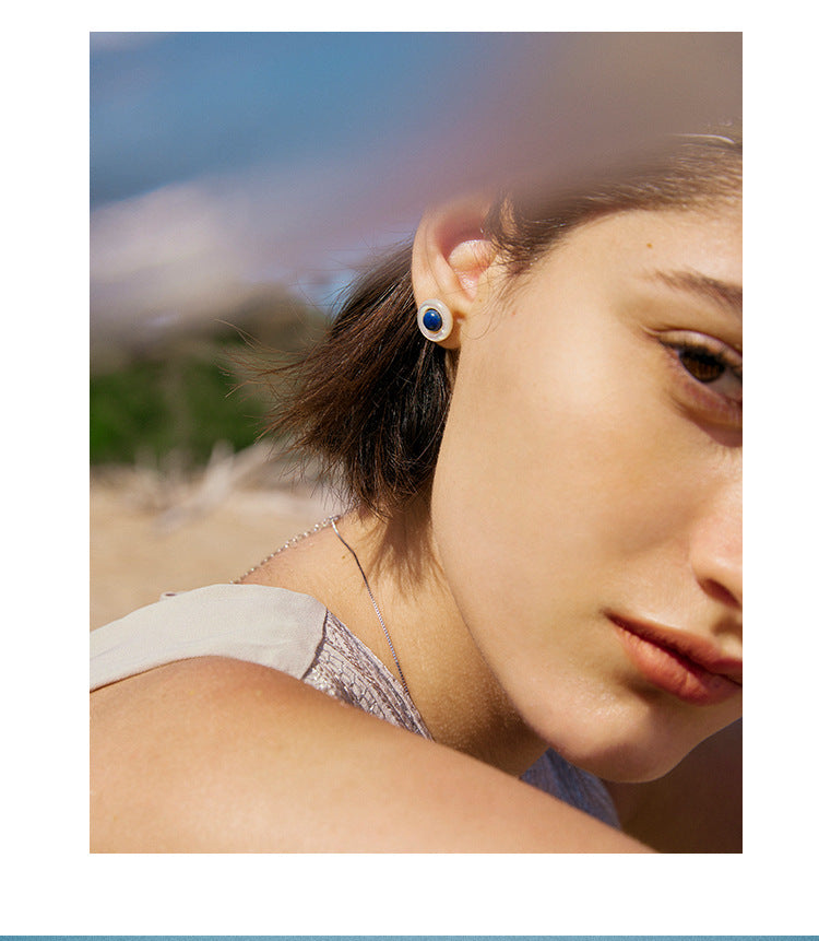 Sapphire Earrings High-end French Light Luxury Niche Design Earrings Ear Piercing Ear Bone Studs Vintage Earrings David Gold Necklacedavid gold necklace001