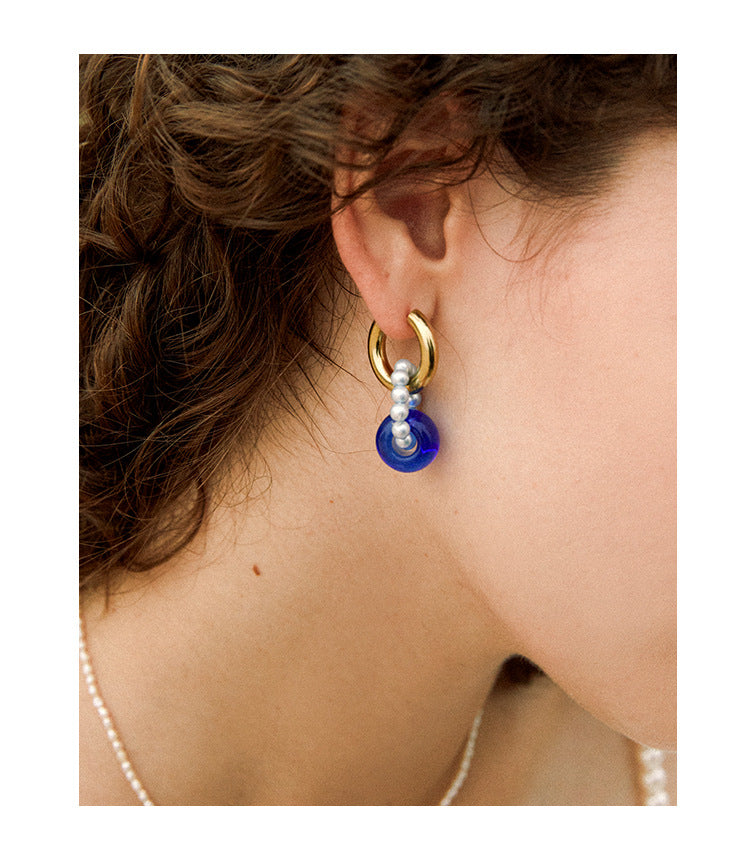 PN Glass Bead Earrings for Women Summer 2022 New Light Luxury Niche High-end French Style Earrings Small Exquisite Jewelry Jewelry David Gold Necklacejewelry david gold necklace001