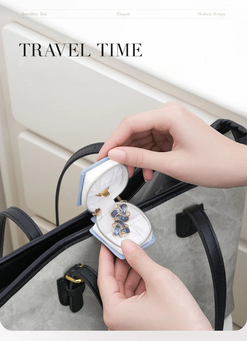 TiffanyCross-Border Direct Supply Jewelry Bag for Business Trips and Travel Portable Earrings Rings Storage Box Jewelry Organizer