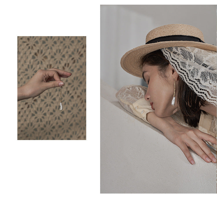 Baroque Pearl Earrings for Women 2021 New Trend Retro French Style Long Face Slimming Round Face Earrings Studs Gold Necklace Davidgold necklace david001