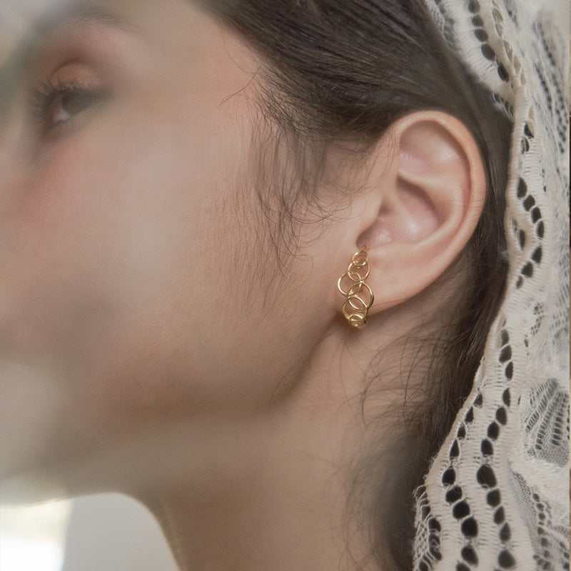 925 Silver Earrings Ear Clip Style No Piercing Women's Earrings Earrings Minimalist Niche Sweet Cool French Style High-end David Gold Necklacedavid gold necklace