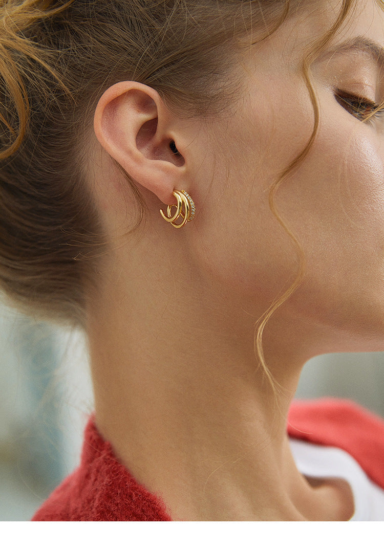 Copper Alloy Synthetic Zircon Earrings French Retro Style Elegant Earrings Design High-end Earrings Studs David Gold Necklacedavid gold necklace001