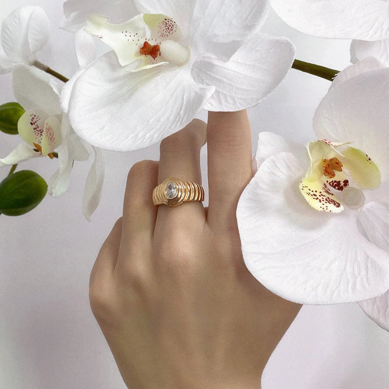 Copper Alloy Synthetic Zircon Ring Personality Retro Simple Temperament Palace Light Luxury Niche Fashion French David Gold Necklacedavid gold necklace003