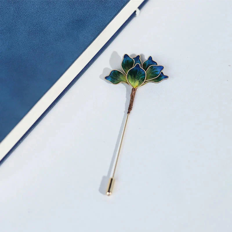 Chinese Handmade Intangible Cultural Heritage Filigree Velvet Flower Brooch National Style New Chinese Style Accessories Chinese Style David Gold Necklace Yurman