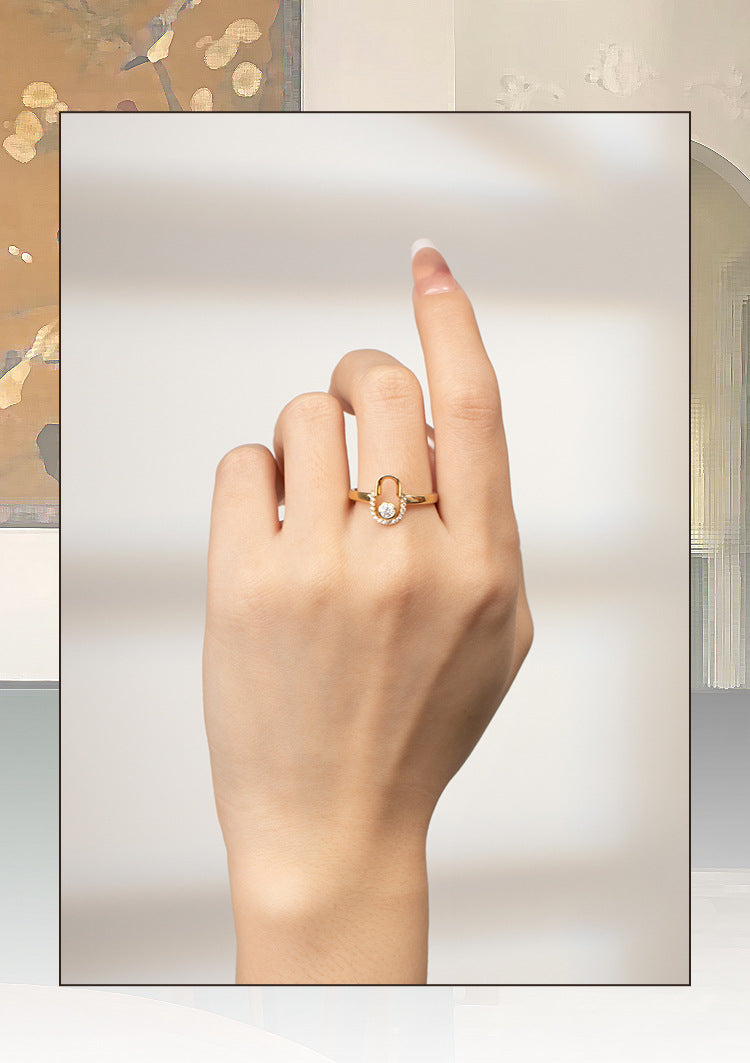 Synthetic Zircon Ring Made of Copper Alloy Gold Ring Light Luxury Inlaid Fashion Simple Adjustable Diamond-encrusted Niche Gold Necklace Jewelrygold necklace jewelry003